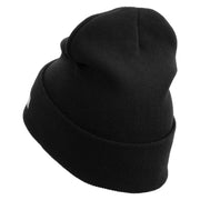 Licensed 17th Airborne Division Veteran Embroidered 12 Inch Long Knitted Beanie - Black OSFM