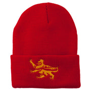 Lion Scroll Embroidered Long Beanie