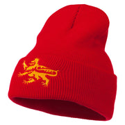 Lion Scroll Embroidered Long Beanie