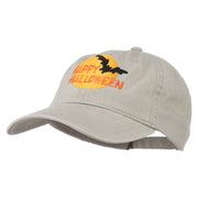 Happy Halloween Full Moon Embroidered Washed Dyed Cap