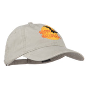 Happy Halloween Full Moon Embroidered Washed Dyed Cap