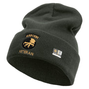 Licensed 17th Airborne Division Veteran Embroidered 12 Inch Long Knitted Beanie - DK-Grey OSFM