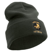 Licensed 17th Airborne Division Veteran Embroidered 12 Inch Long Knitted Beanie - DK-Grey OSFM