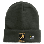 Licensed 17th Airborne Division Veteran Embroidered 12 Inch Long Knitted Beanie - DK-Grey OSFM