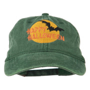 Happy Halloween Full Moon Embroidered Washed Dyed Cap