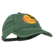 Happy Halloween Full Moon Embroidered Washed Dyed Cap