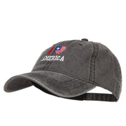 I Love America Embroidered Washed Cap