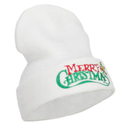 Merry Christmas Mistletoe Embroidered Long Beanie