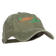 Lucky in Love Embroidered Washed Cap