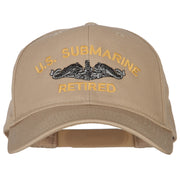 US Submarine Retired Logo Embroidered Solid Cotton Pro Style Cap