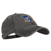 Louisiana State Flag Map Embroidered Washed Cap