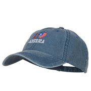 I Love America Embroidered Washed Cap