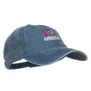 I Love America Embroidered Washed Cap