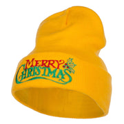 Merry Christmas Mistletoe Embroidered Long Beanie