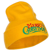 Merry Christmas Mistletoe Embroidered Long Beanie