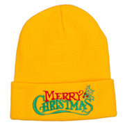 Merry Christmas Mistletoe Embroidered Long Beanie