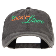 Lucky in Love Embroidered Washed Cap