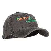 Lucky in Love Embroidered Washed Cap