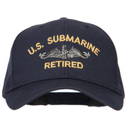 US Submarine Retired Logo Embroidered Solid Cotton Pro Style Cap