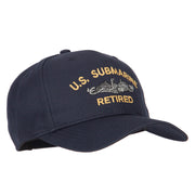 US Submarine Retired Logo Embroidered Solid Cotton Pro Style Cap