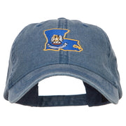 Louisiana State Flag Map Embroidered Washed Cap