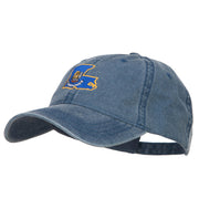 Louisiana State Flag Map Embroidered Washed Cap