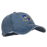 Louisiana State Flag Map Embroidered Washed Cap