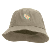 Papaya Fruit Embroidered Bucket Hat - Natural OSFM