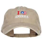 I Love America Embroidered Washed Cap