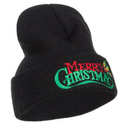 Merry Christmas Mistletoe Embroidered Long Beanie