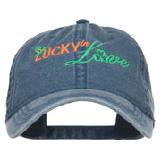 Lucky in Love Embroidered Washed Cap