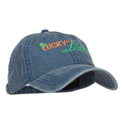 Lucky in Love Embroidered Washed Cap