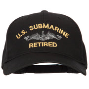 US Submarine Retired Logo Embroidered Solid Cotton Pro Style Cap