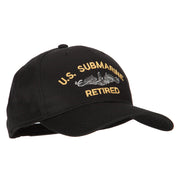 US Submarine Retired Logo Embroidered Solid Cotton Pro Style Cap