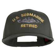 US Submarine Retired Logo Embroidered Solid Cotton Twill Pro Style Cap - Charcoal OSFM