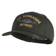 US Submarine Retired Logo Embroidered Solid Cotton Twill Pro Style Cap - Charcoal OSFM