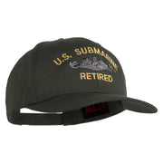 US Submarine Retired Logo Embroidered Solid Cotton Twill Pro Style Cap - Charcoal OSFM