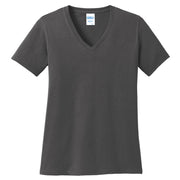 Ladies Big Size Port & Company Core Cotton V neck T-Shirt