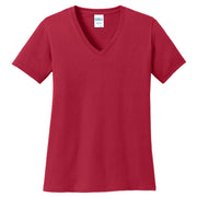 Ladies Big Size Port & Company Core Cotton V neck T-Shirt