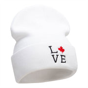 Canadian Love Embroidered 12 Inch Long Knitted Beanie