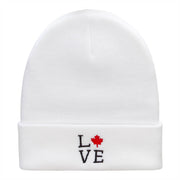 Canadian Love Embroidered 12 Inch Long Knitted Beanie