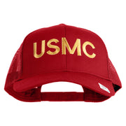 USMC Letter Embroidered Solid Cotton Twill Mesh Prostyle Cap - Red OSFM