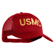 USMC Letter Embroidered Solid Cotton Twill Mesh Prostyle Cap - Red OSFM
