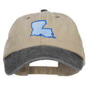 Louisiana State Map Embroidered Two Tone Cap