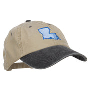 Louisiana State Map Embroidered Two Tone Cap