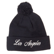 Los Angeles Embroidered Pom Cuff Beanie