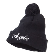 Los Angeles Embroidered Pom Cuff Beanie