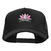 Lotus Spiritual Embroidered Cotton Twill Mesh Cap