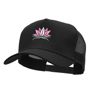 Lotus Spiritual Embroidered Cotton Twill Mesh Cap