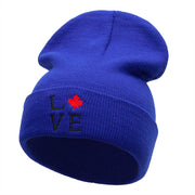 Canadian Love Embroidered 12 Inch Long Knitted Beanie